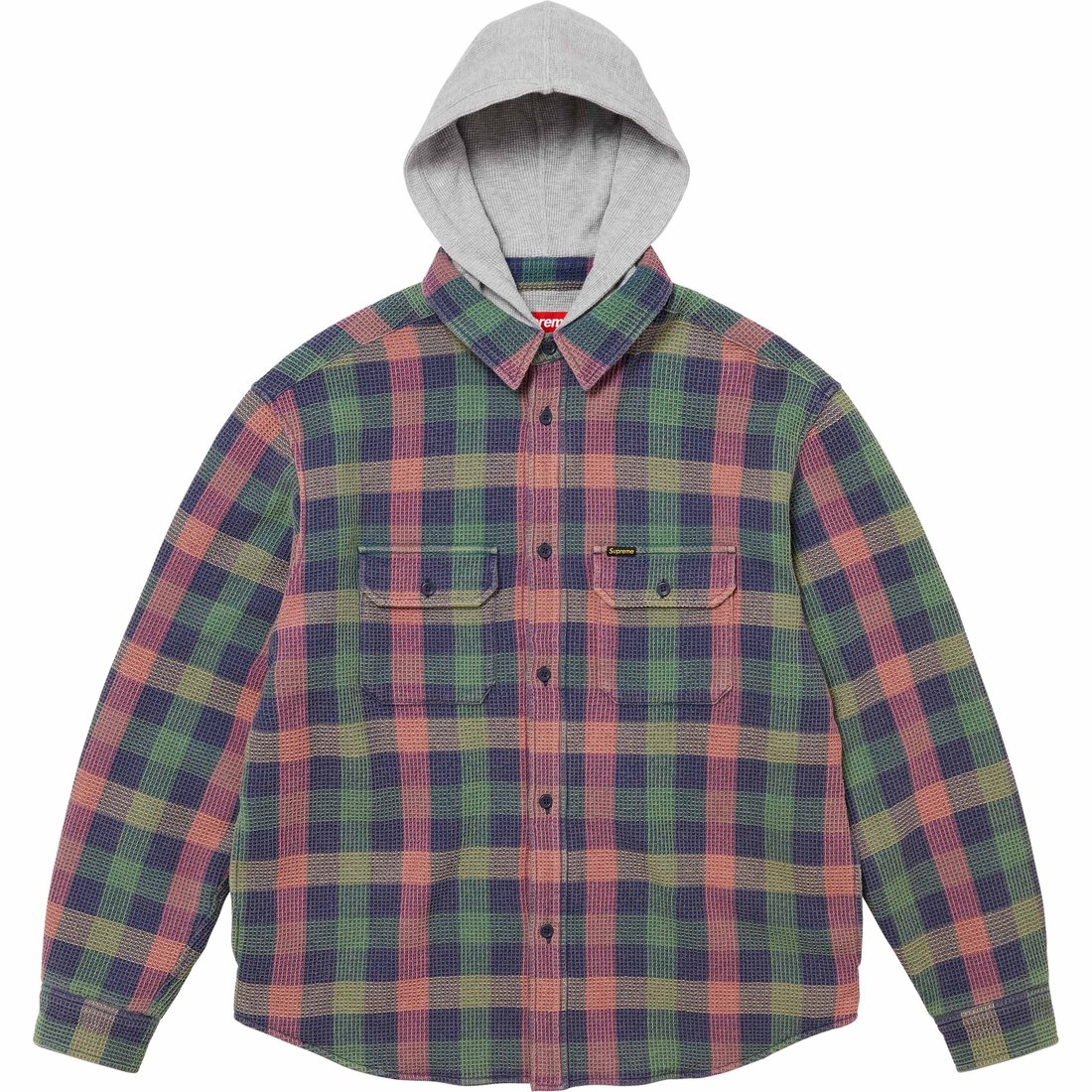 Details on Waffle Plaid Hooded Shirt Multicolor from fall winter
                                                    2024 (Price is $158)