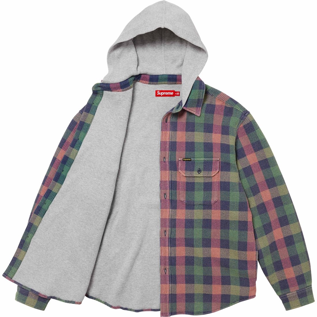 Details on Waffle Plaid Hooded Shirt Multicolor from fall winter
                                                    2024 (Price is $158)