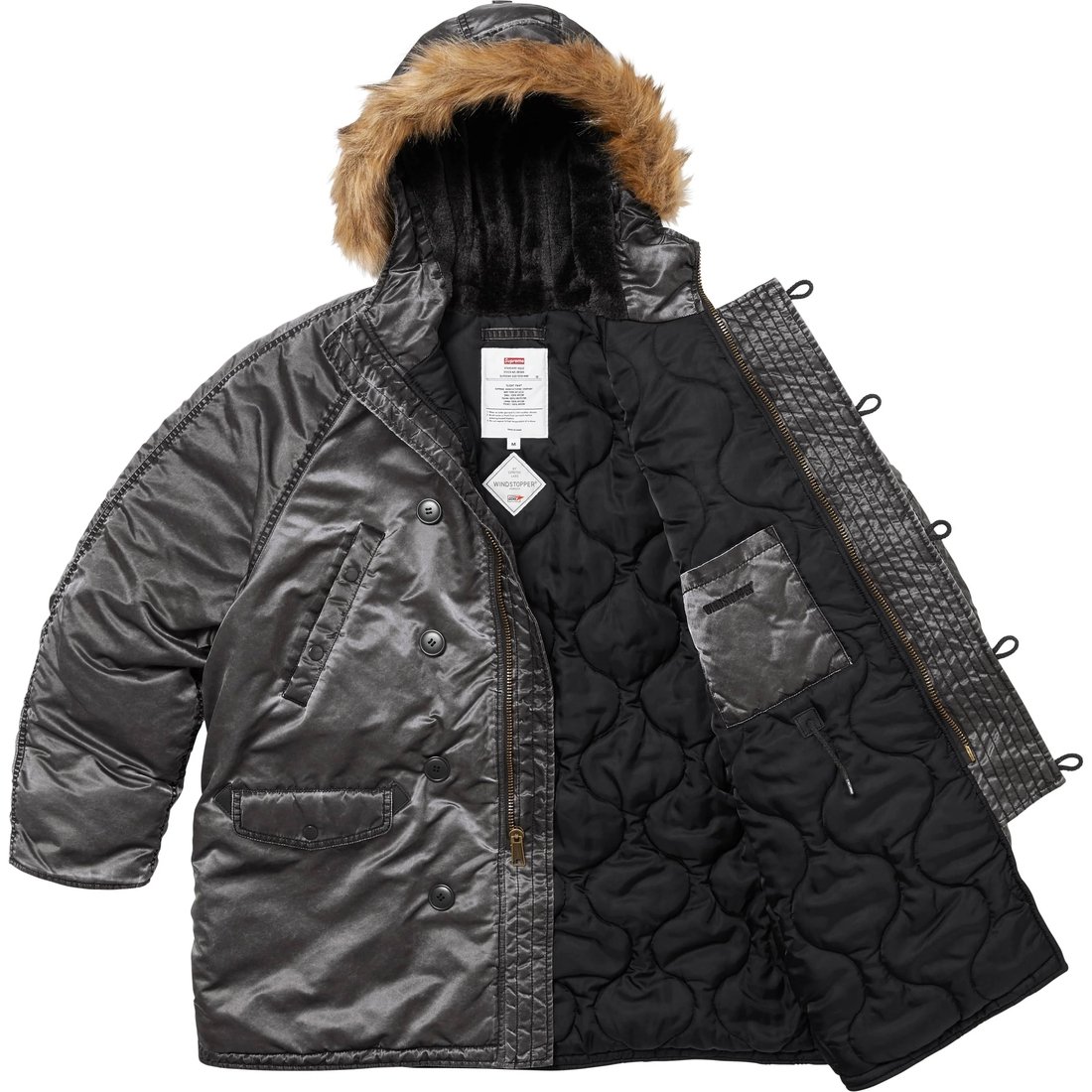 Details on Washed Flight Satin N-3B Parka Black from fall winter
                                                    2024 (Price is $498)