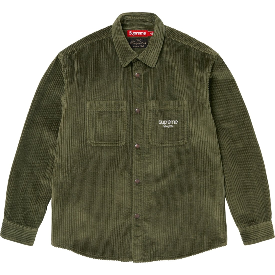 Details on Wide Wale Corduroy Snap Shirt Olive from fall winter
                                                    2024 (Price is $168)