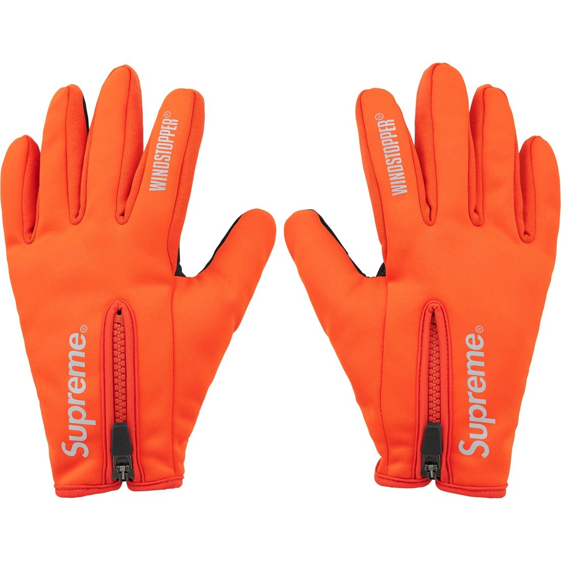 Details on WINDSTOPPER Zip Gloves Orange from fall winter
                                                    2024 (Price is $68)