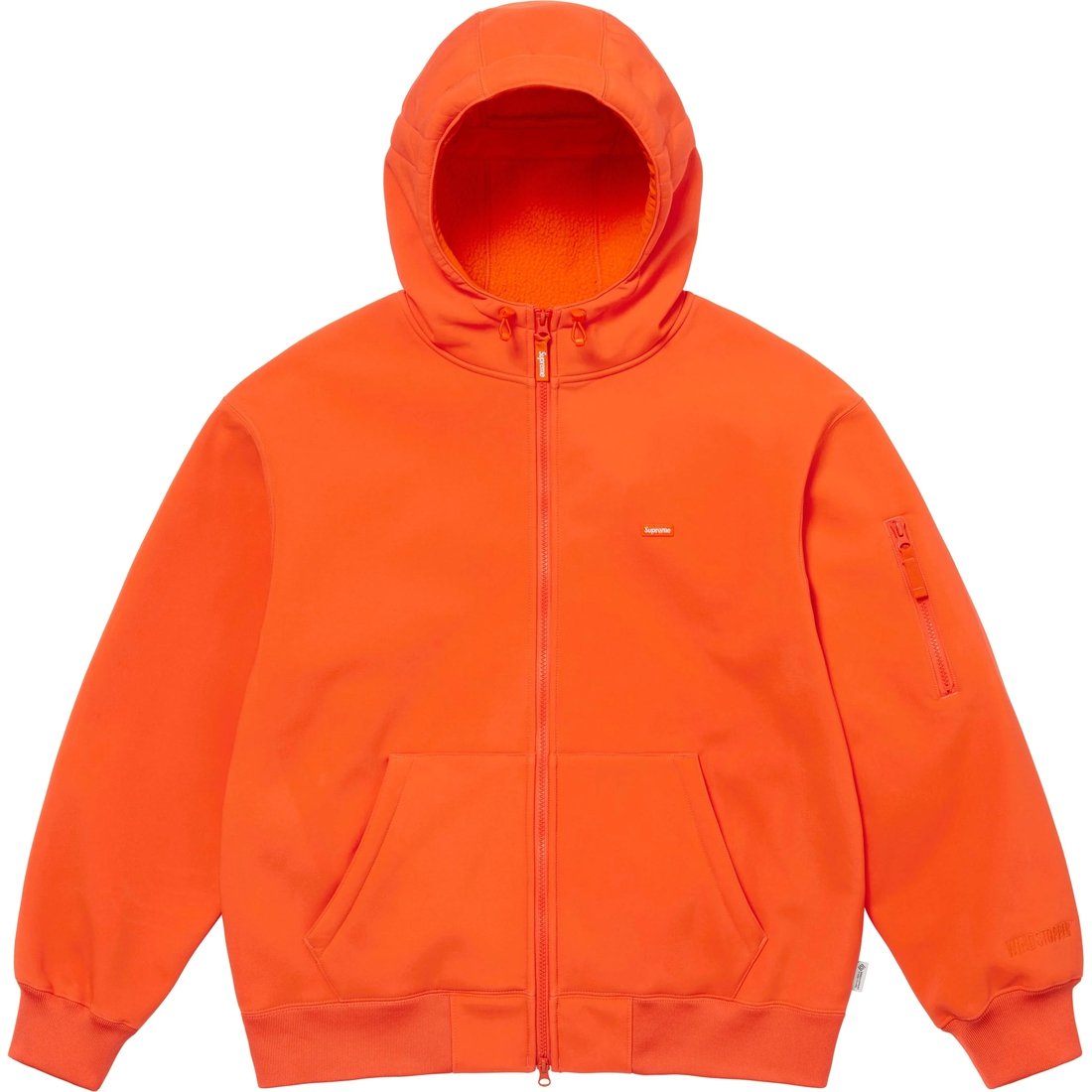 Details on WINDSTOPPER Zip Up Hooded Sweatshirt Orange from fall winter
                                                    2024 (Price is $198)