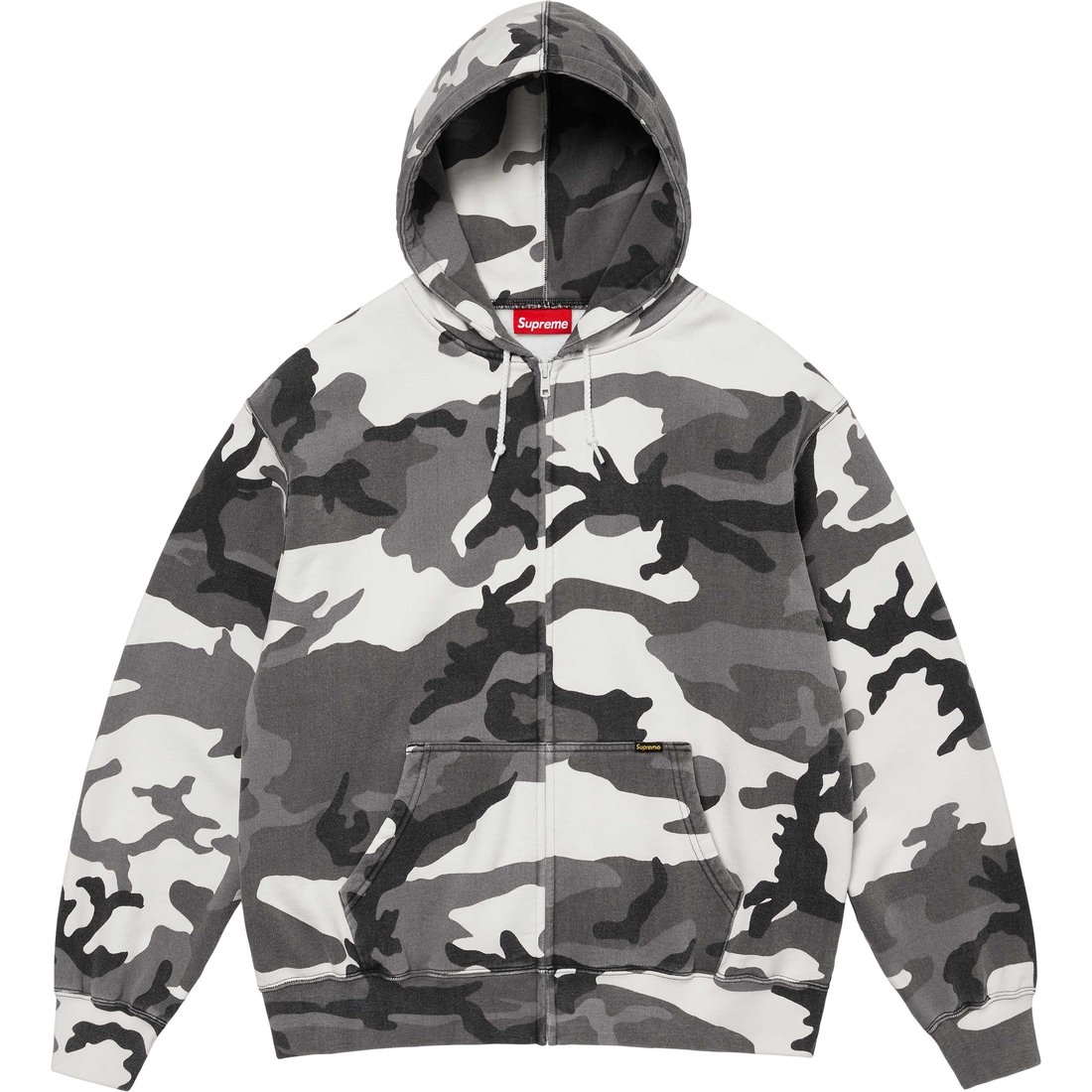 Details on Work Zip Up Hooded Sweatshirt Snow Camo from fall winter
                                                    2024 (Price is $138)