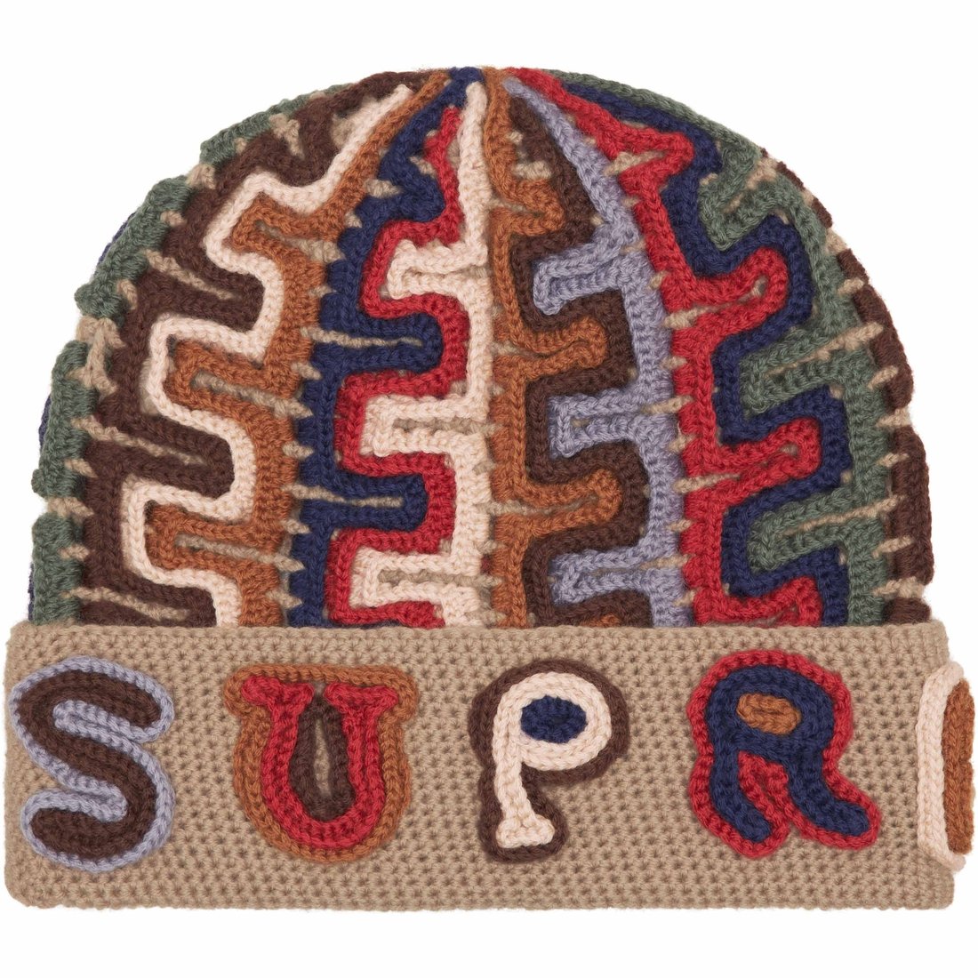 Details on Yarn Appliqué Beanie Khaki from fall winter
                                                    2024 (Price is $110)