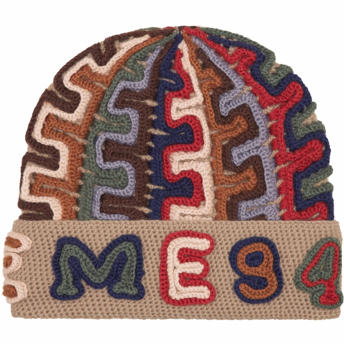 Details on Yarn Appliqué Beanie Khaki from fall winter
                                                    2024 (Price is $110)