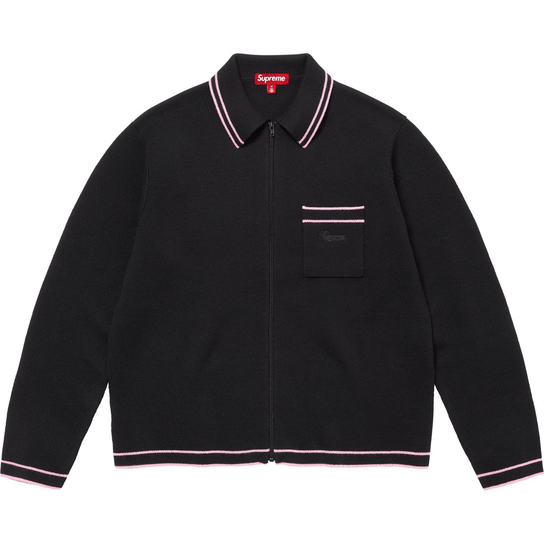 Details on Zip Up Polo Sweater Black from fall winter
                                                    2024 (Price is $178)