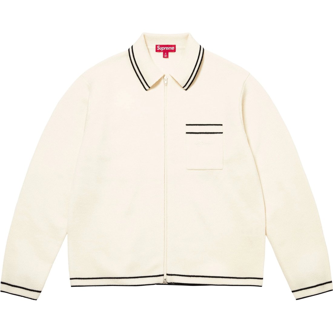 Details on Zip Up Polo Sweater White from fall winter
                                                    2024 (Price is $178)