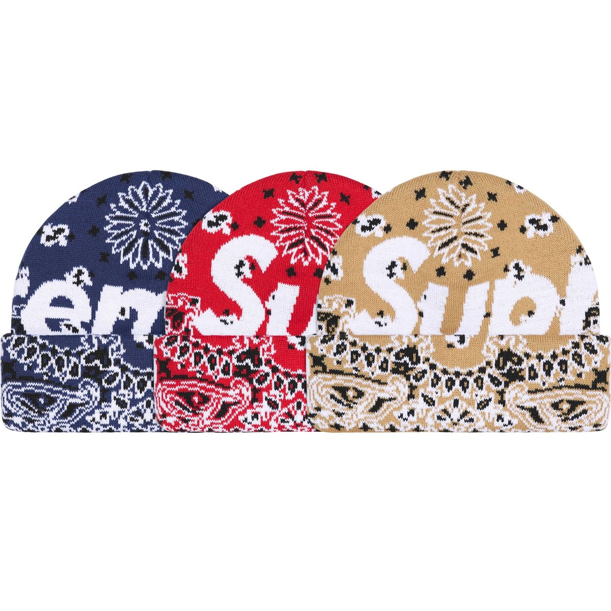 Supreme Bandana Big Logo Beanie for fall winter 24 season