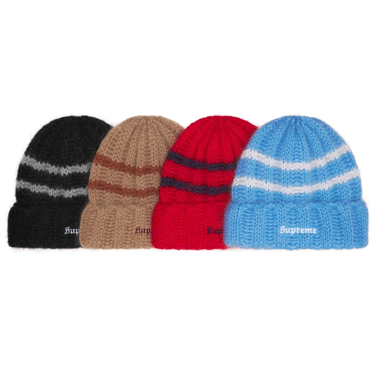 Supreme Brushed Stripe Beanie for fall winter 24 season