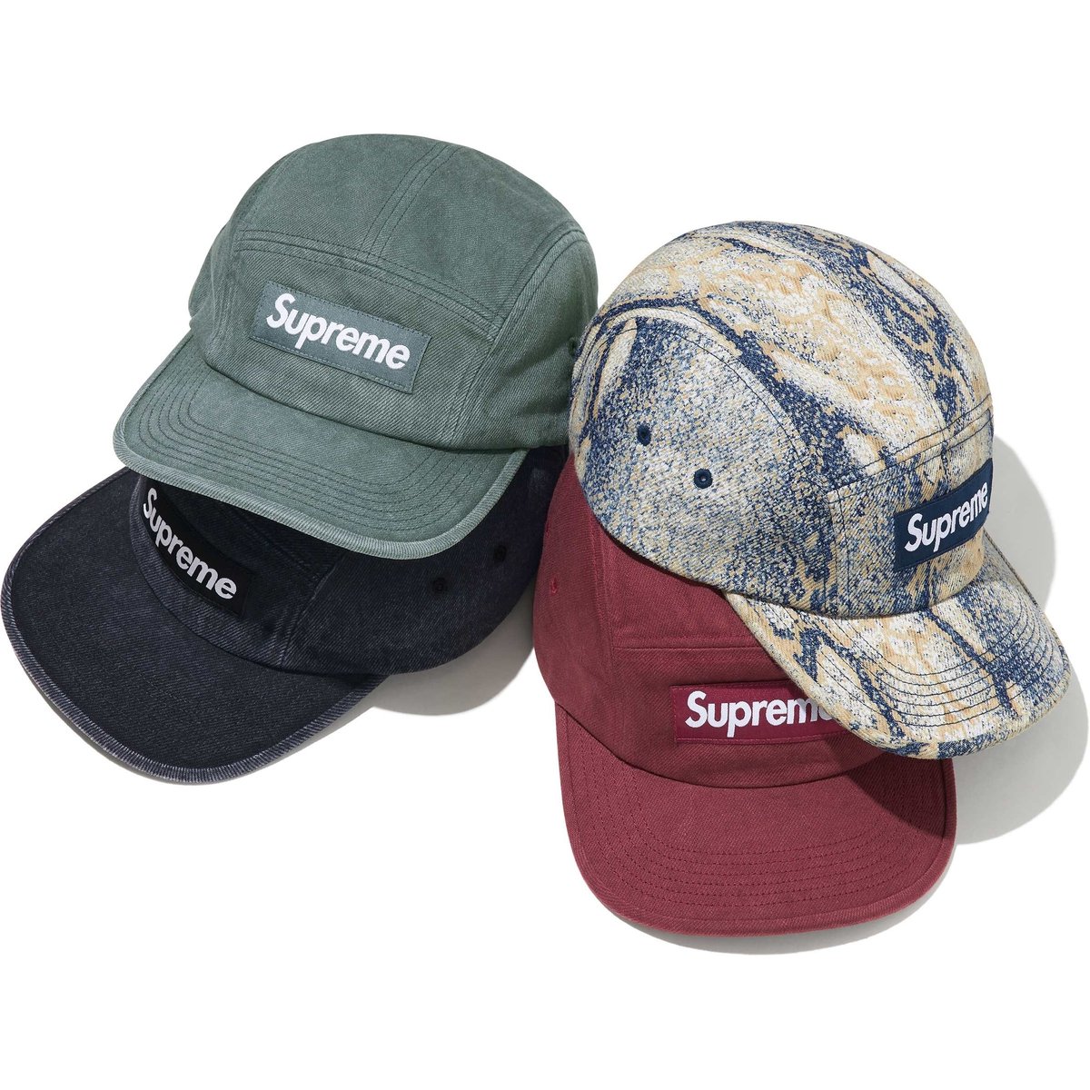 Supreme Denim Camp Cap released during fall winter 24 season