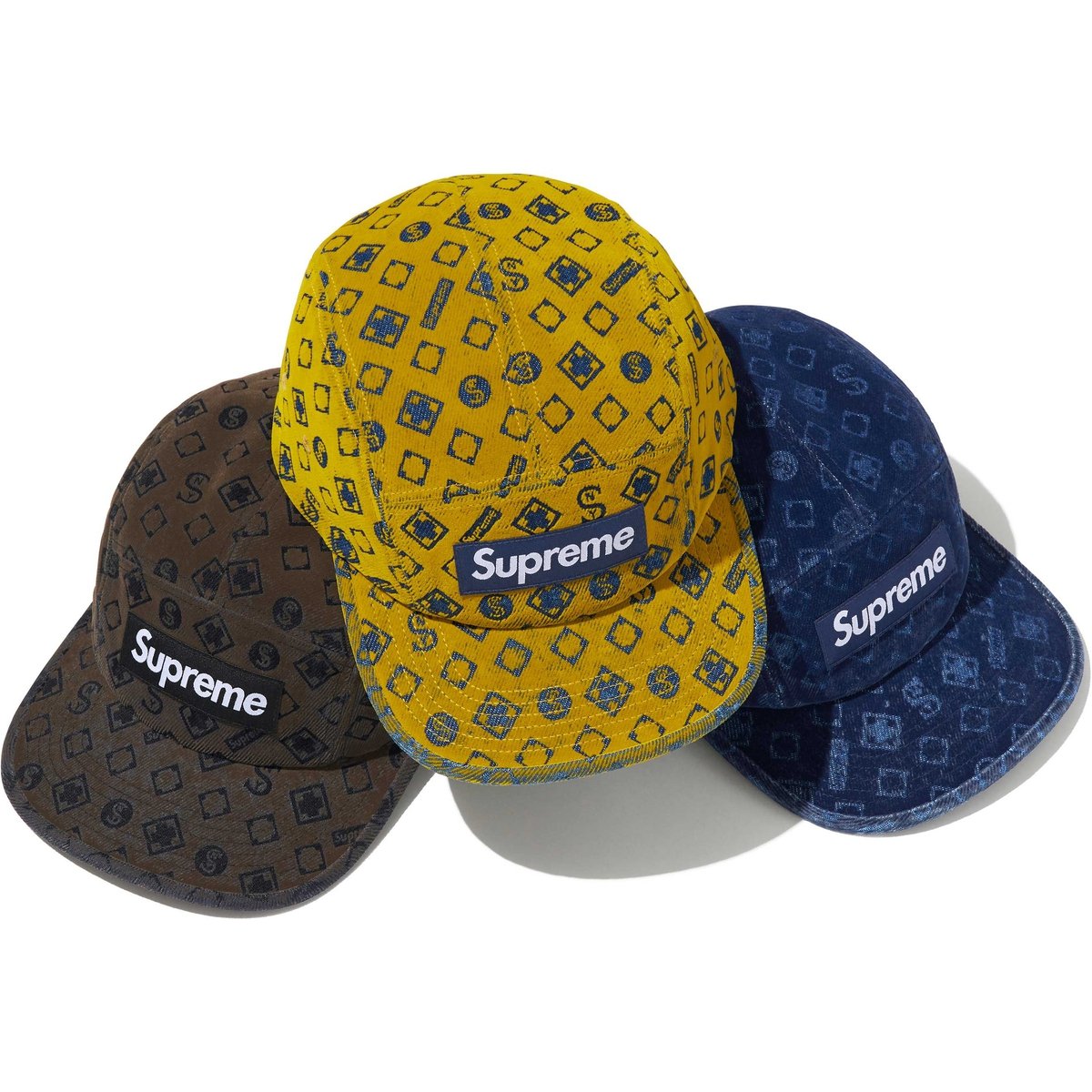 Supreme Flocked Denim Camp Cap for fall winter 24 season