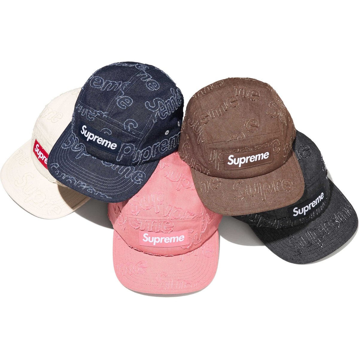 Supreme Lasered Denim Camp Cap for fall winter 24 season