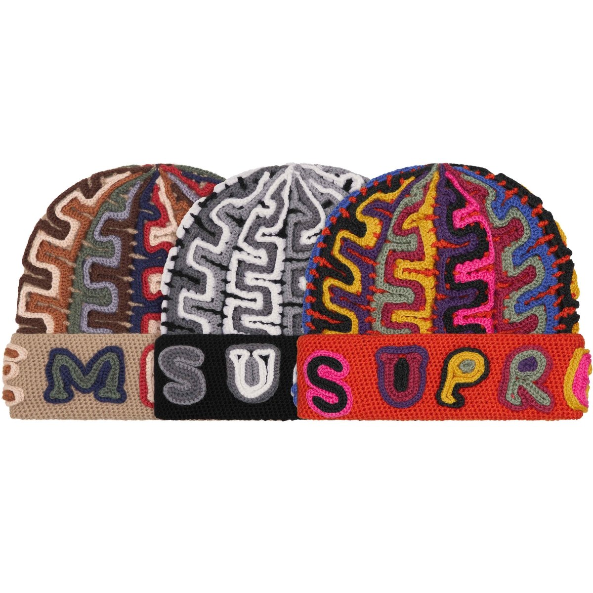 Supreme Yarn Appliqué Beanie for fall winter 24 season