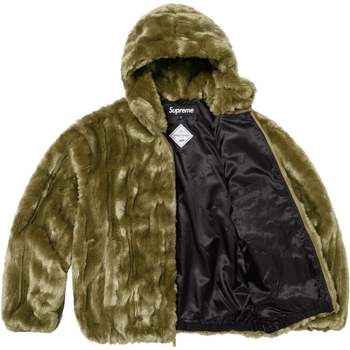 Details on Faux Fur Hooded Jacket Olive from fall winter
                                                    2024 (Price is $398)