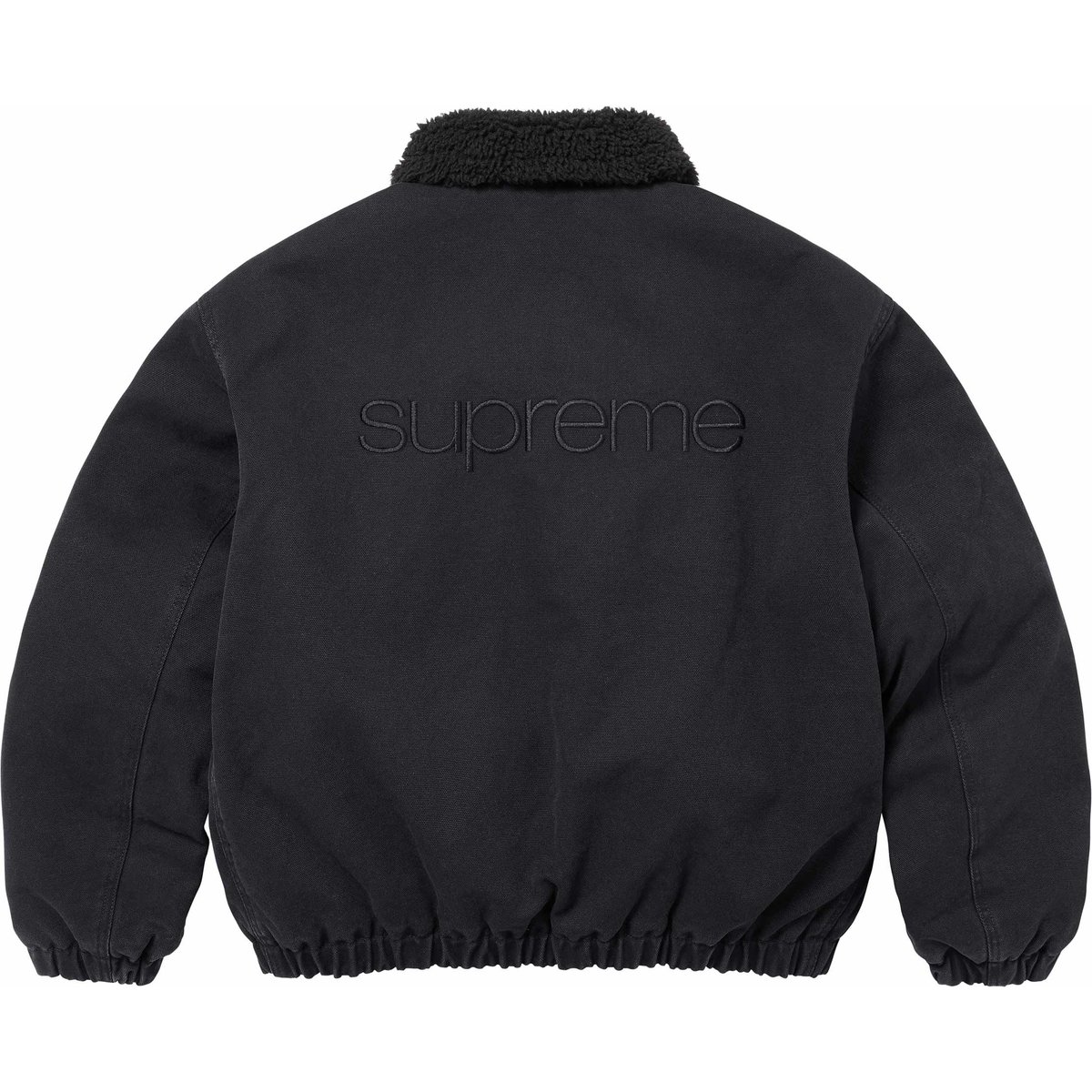 Supreme Faux Shearling Lined Bomber Jacket (FW24) - Black - $248