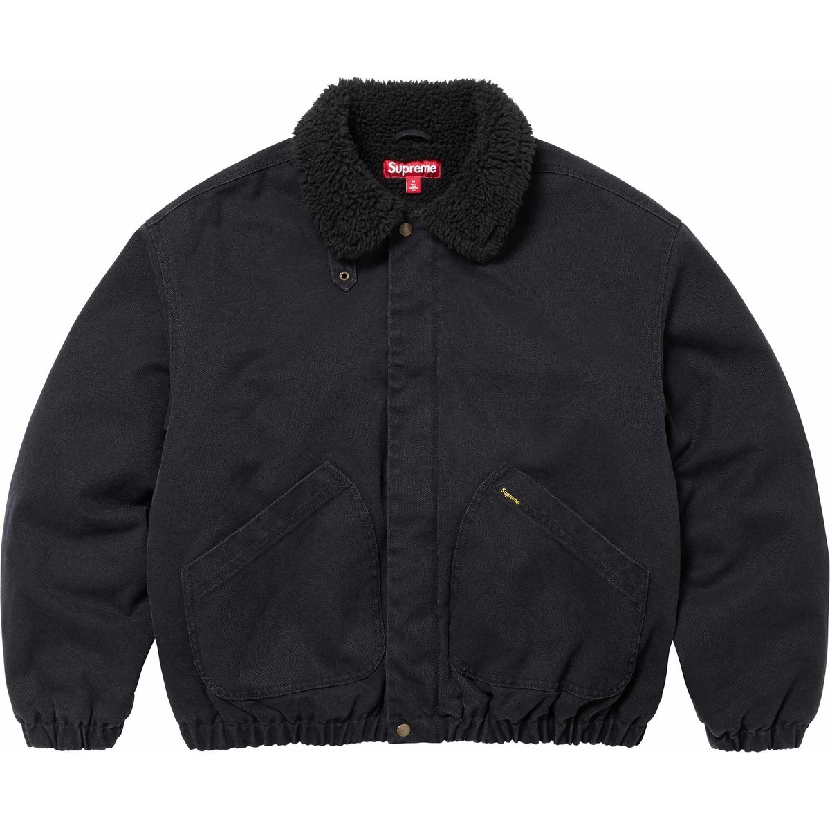 Supreme Faux Shearling Lined Bomber Jacket (FW24) - Black - $248