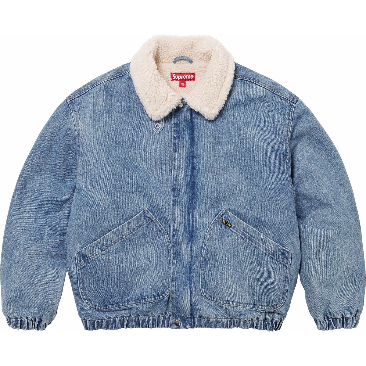 Details on Faux Shearling Lined Bomber Jacket Denim from fall winter
                                                    2024