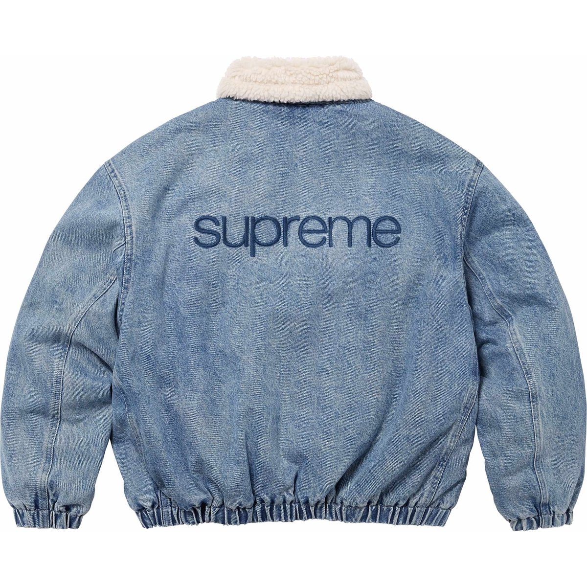 Supreme Faux Shearling Lined Bomber Jacket (FW24) - Denim - $248