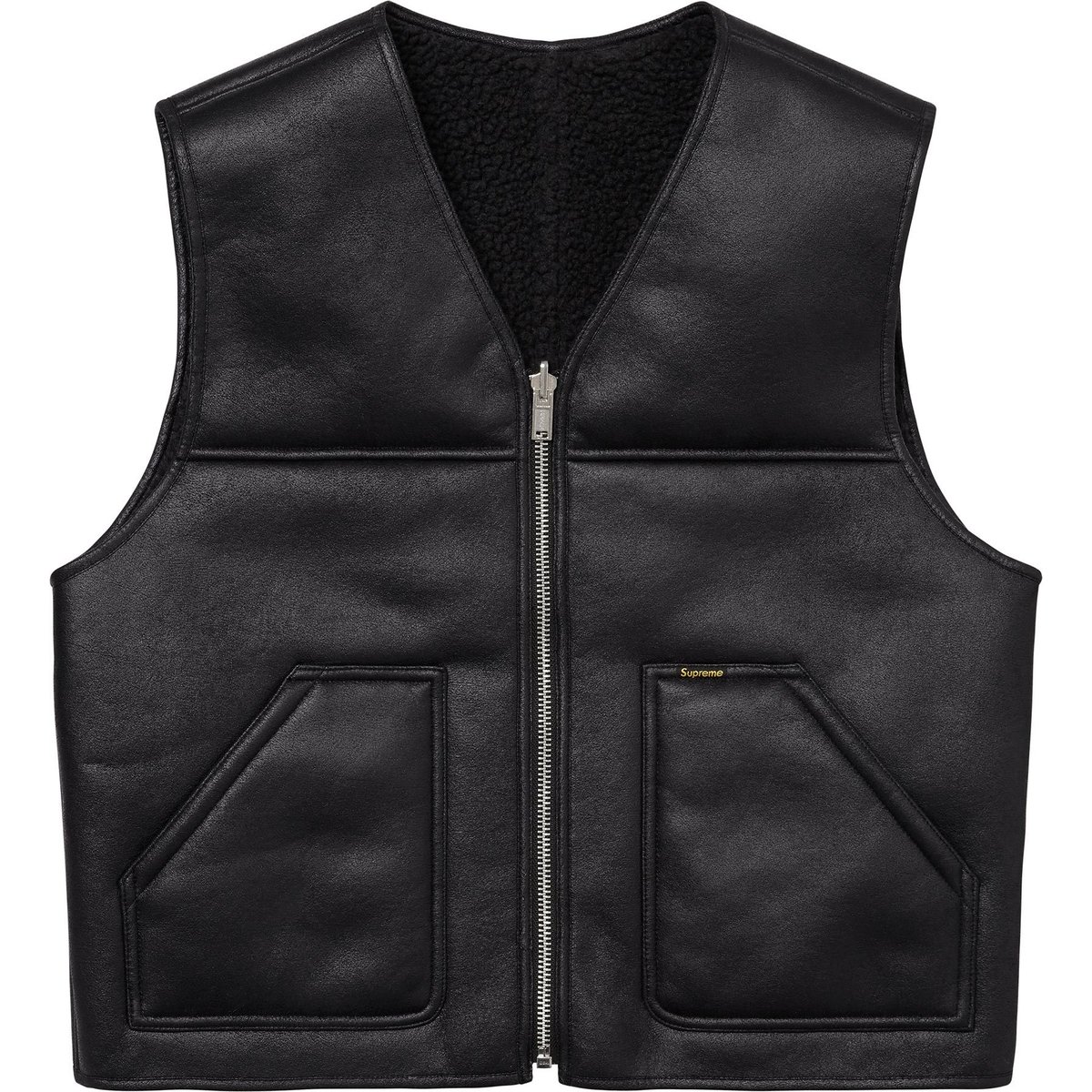 Details on Reversible Faux Shearling Vest Black from fall winter
                                                    2024 (Price is $188)