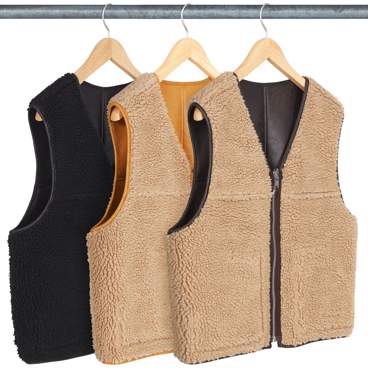 Details on Reversible Faux Shearling Vest Group Shots from fall winter
                                                    2024 (Price is $188)