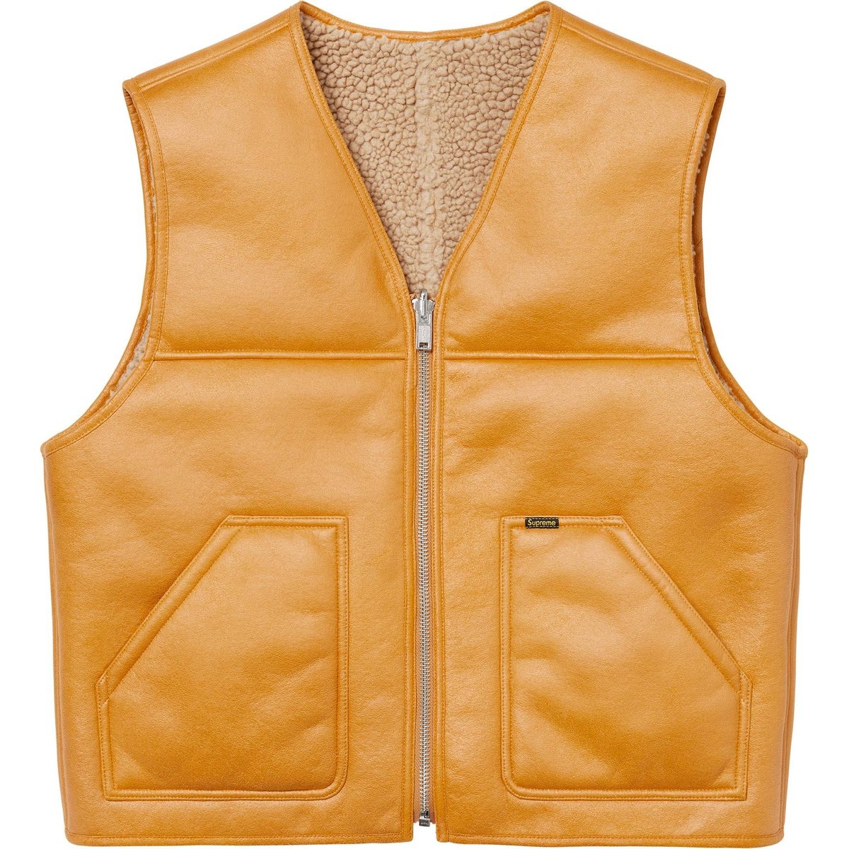 Details on Reversible Faux Shearling Vest Yellow from fall winter
                                                    2024 (Price is $188)