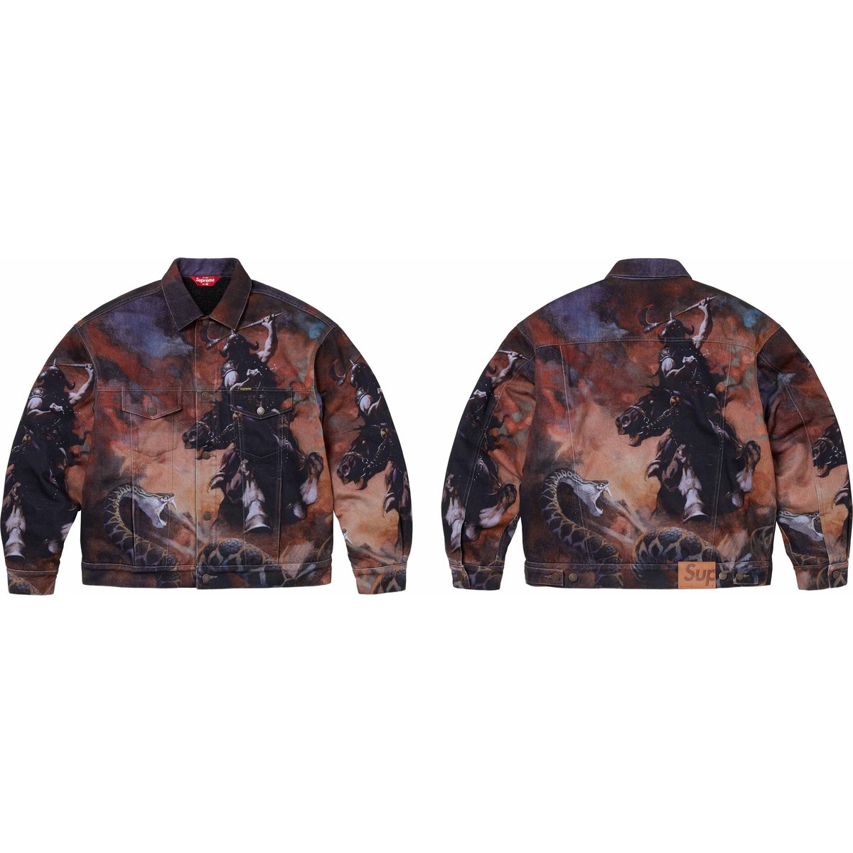 Supreme Frazetta Faux Shearling Lined Trucker Jacket for fall winter 24 season