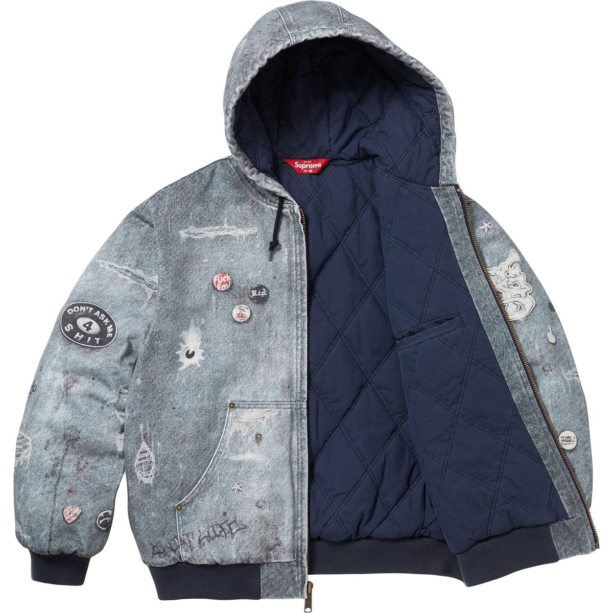 Details on HJR Trompe L'oeil Hooded Work Jacket Blue from fall winter
                                                    2024