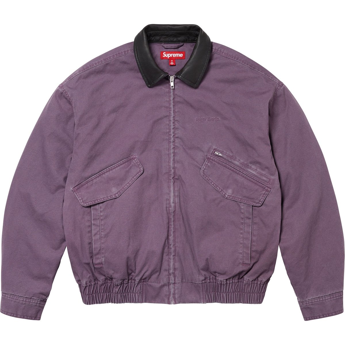 Details on Leather Collar Utility Jacket Dusty Purple from fall winter
                                                    2024 (Price is $238)