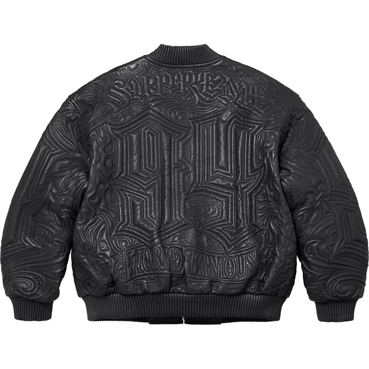 Details on Mister Cartoon Embroidered Leather Jacket Black from fall winter
                                                    2024