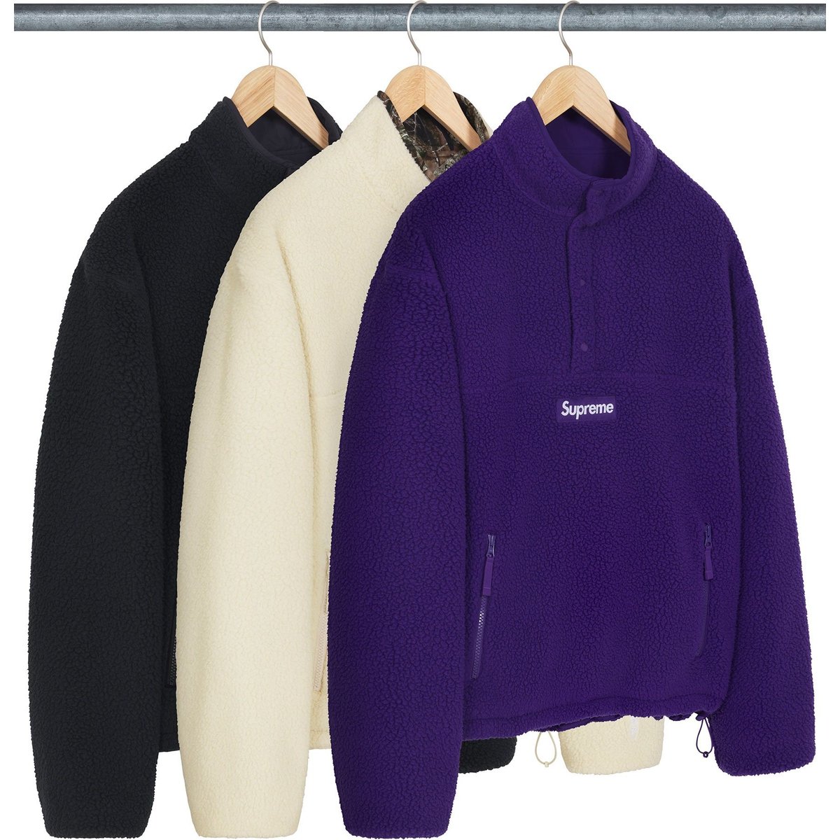 Supreme Polartec Shearling Reversible Pullover for fall winter 24 season