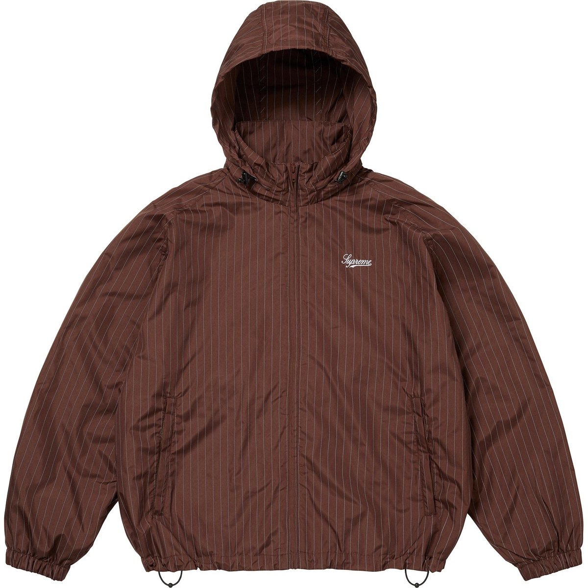 Details on Reflective Pinstripe Track Jacket Brown from fall winter
                                                    2024 (Price is $178)