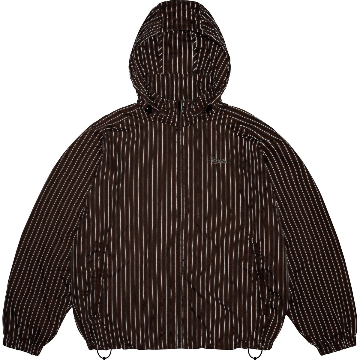 Details on Reflective Pinstripe Track Jacket Brown from fall winter
                                                    2024 (Price is $178)