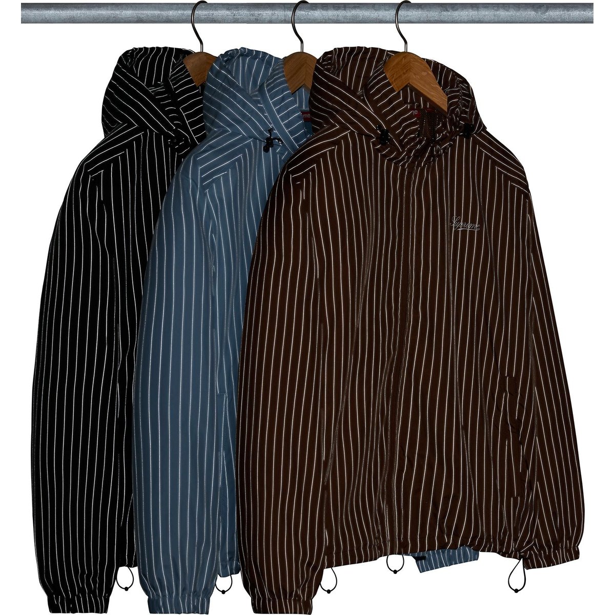 Details on Reflective Pinstripe Track Jacket Group Shots from fall winter
                                                    2024 (Price is $178)