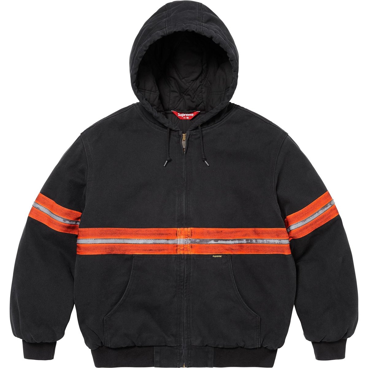 Details on Reflective Stripe Hooded Work Jacket Black from fall winter
                                                    2024 (Price is $328)