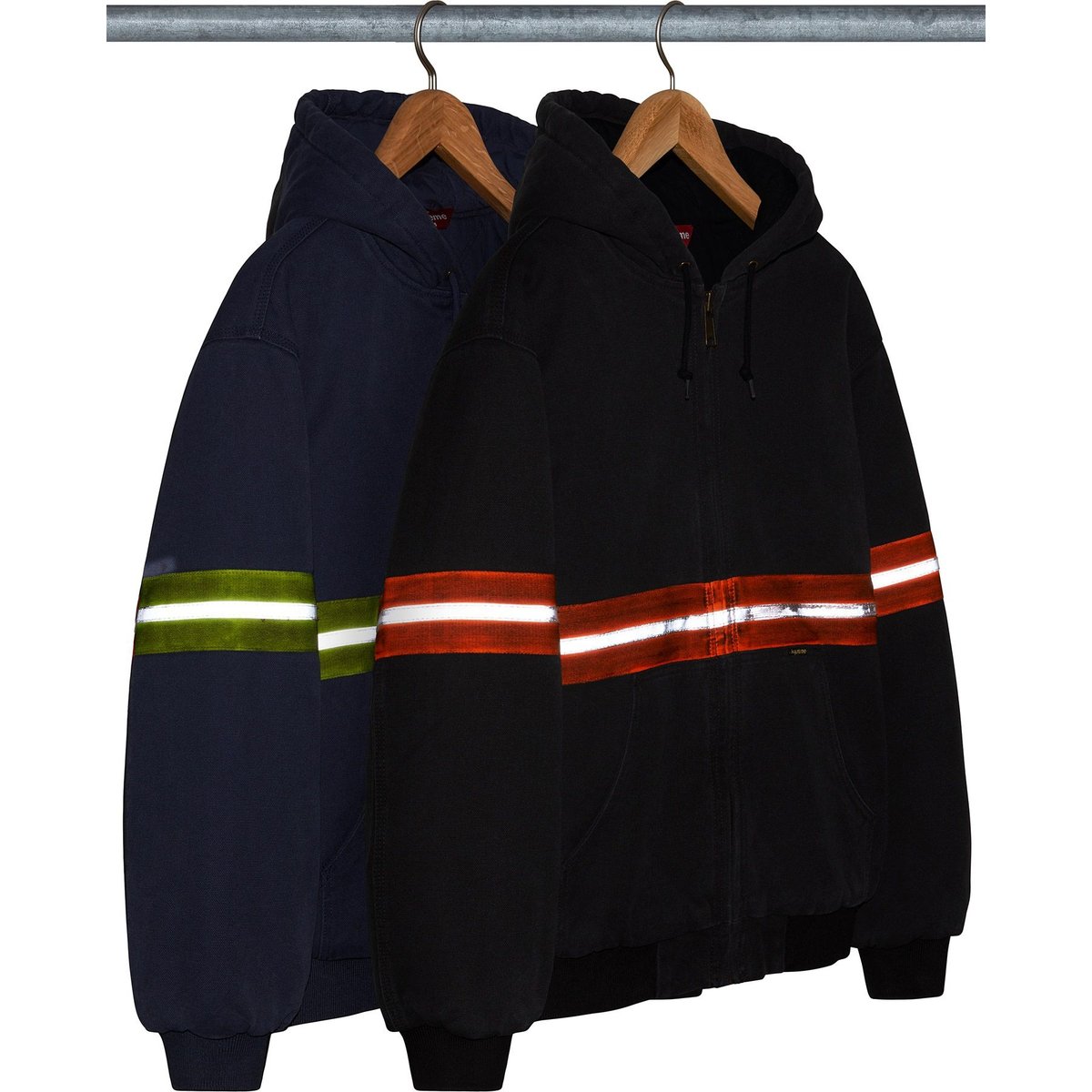 Details on Reflective Stripe Hooded Work Jacket Group Shots from fall winter
                                                    2024 (Price is $328)