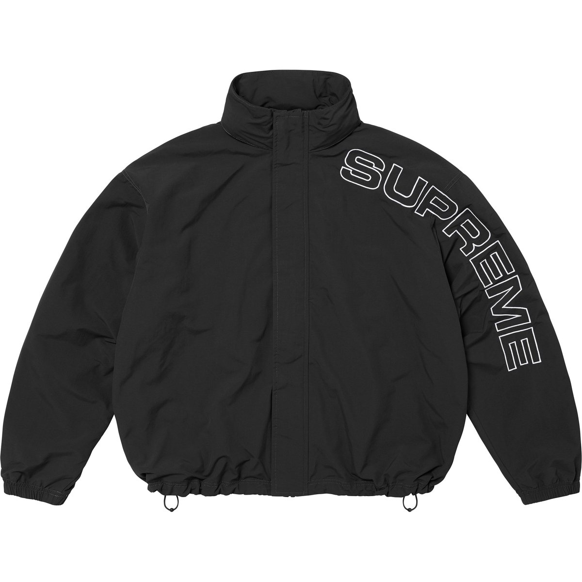 Details on Spellout Embroidered Track Jacket Black from fall winter
                                                    2024 (Price is $178)