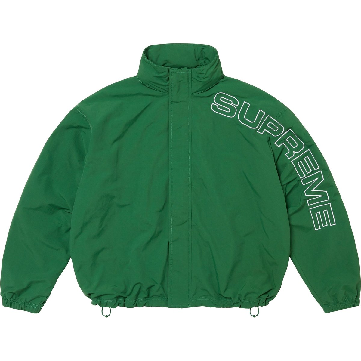 Details on Spellout Embroidered Track Jacket Dark Green from fall winter
                                                    2024 (Price is $178)