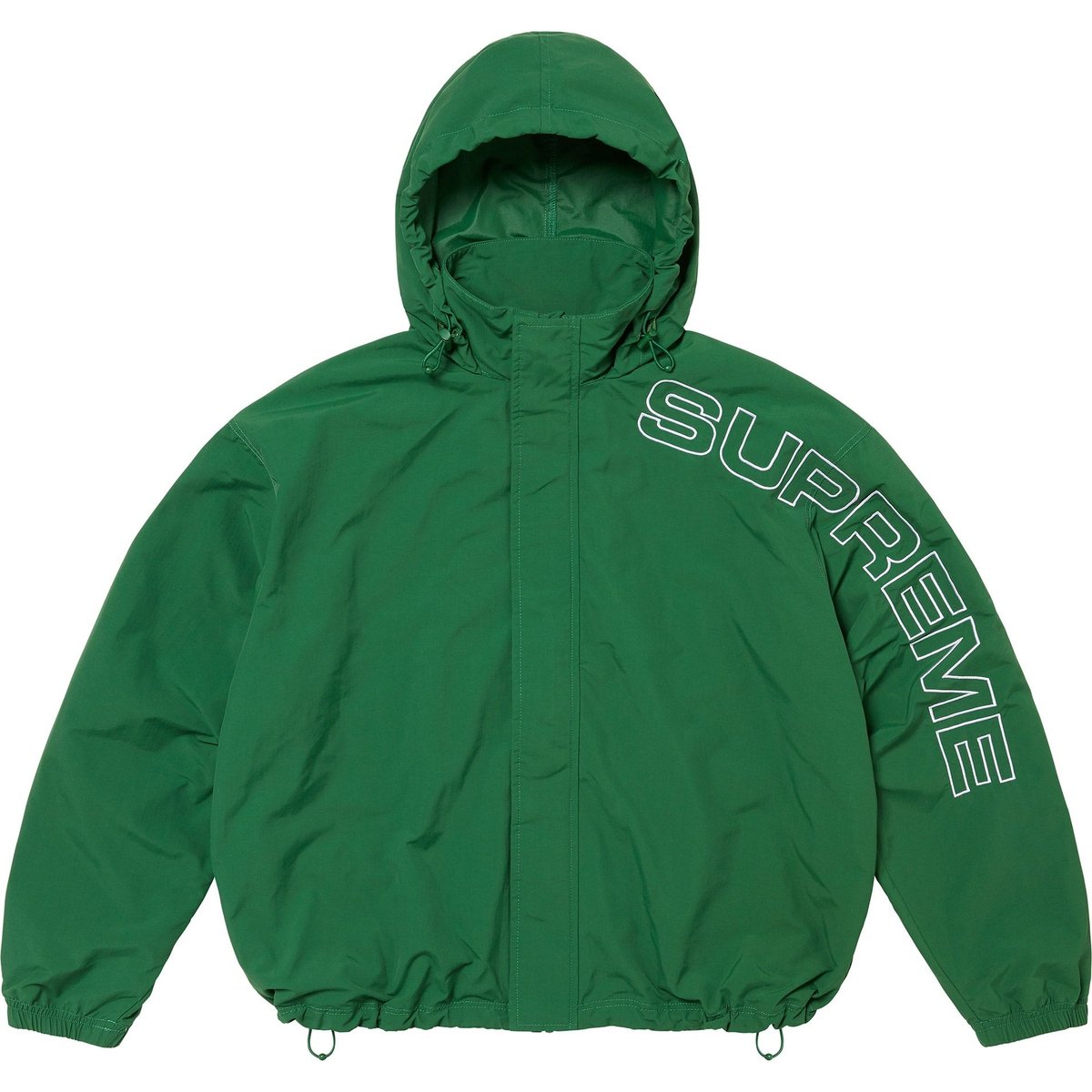 Details on Spellout Embroidered Track Jacket Dark Green from fall winter
                                                    2024 (Price is $178)