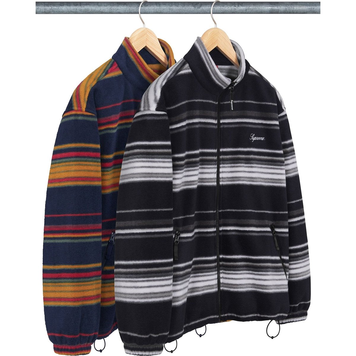 Supreme Stripe Zip Up Fleece Jacket for fall winter 24 season