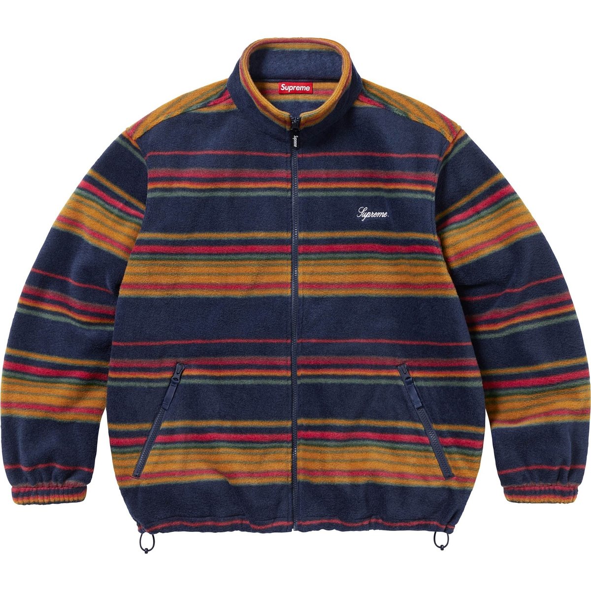 Details on Stripe Zip Up Fleece Jacket Navy from fall winter
                                                    2024