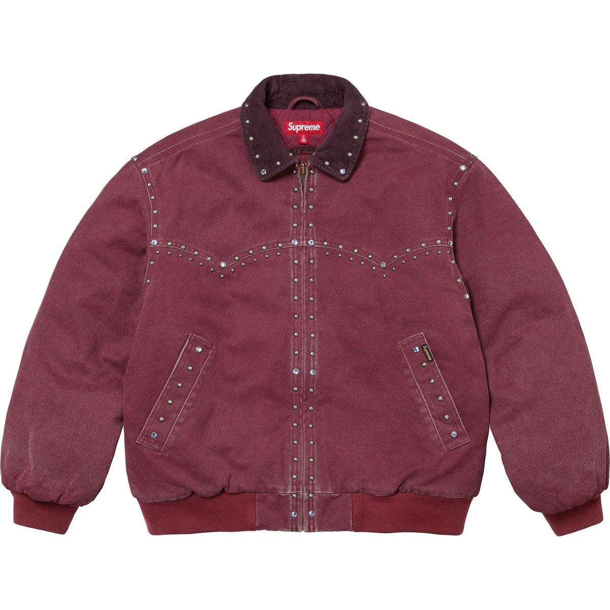 Details on Supreme b.b. Simon Studded Work Jacket Burgundy from fall winter
                                                    2024