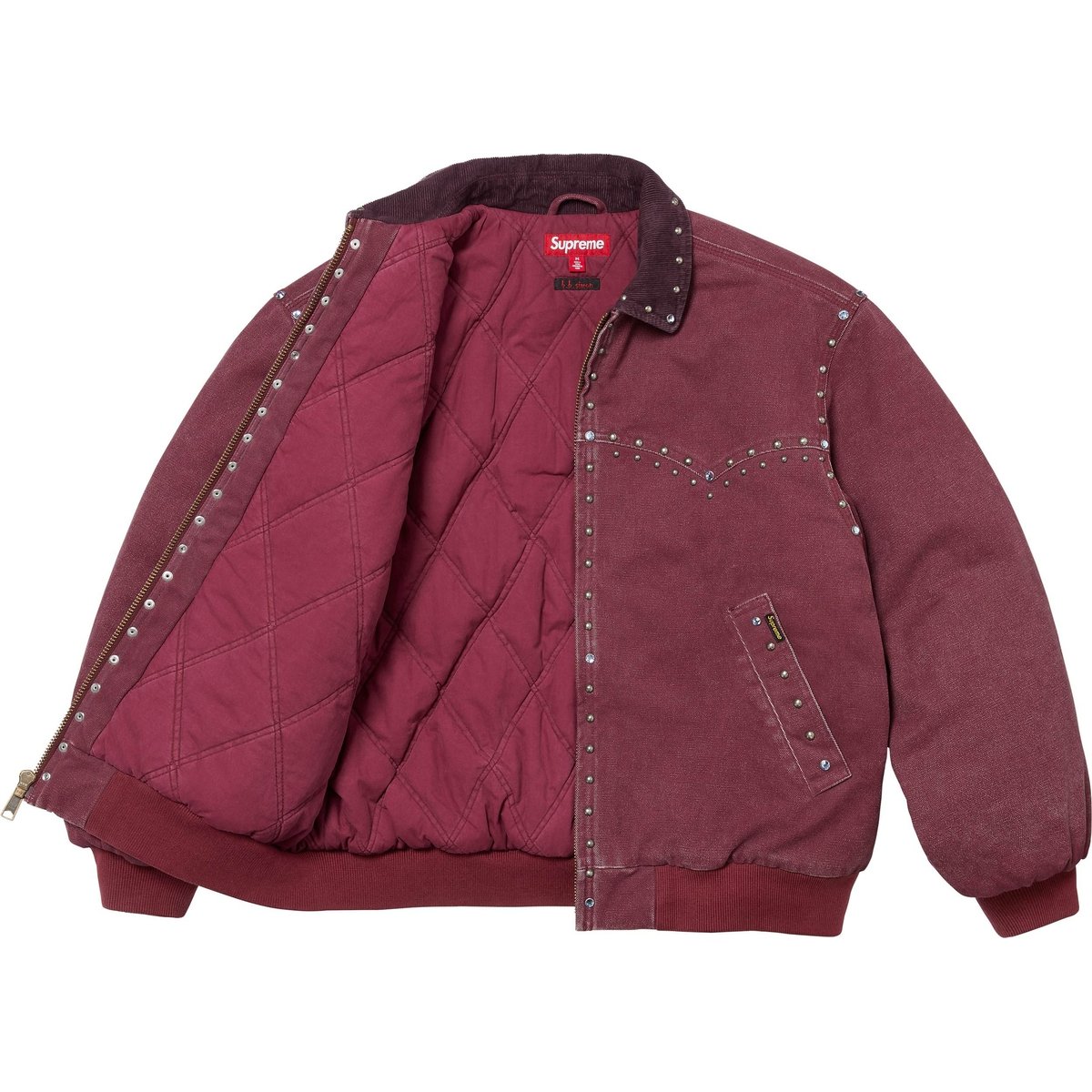 Details on Supreme b.b. Simon Studded Work Jacket Burgundy from fall winter
                                                    2024