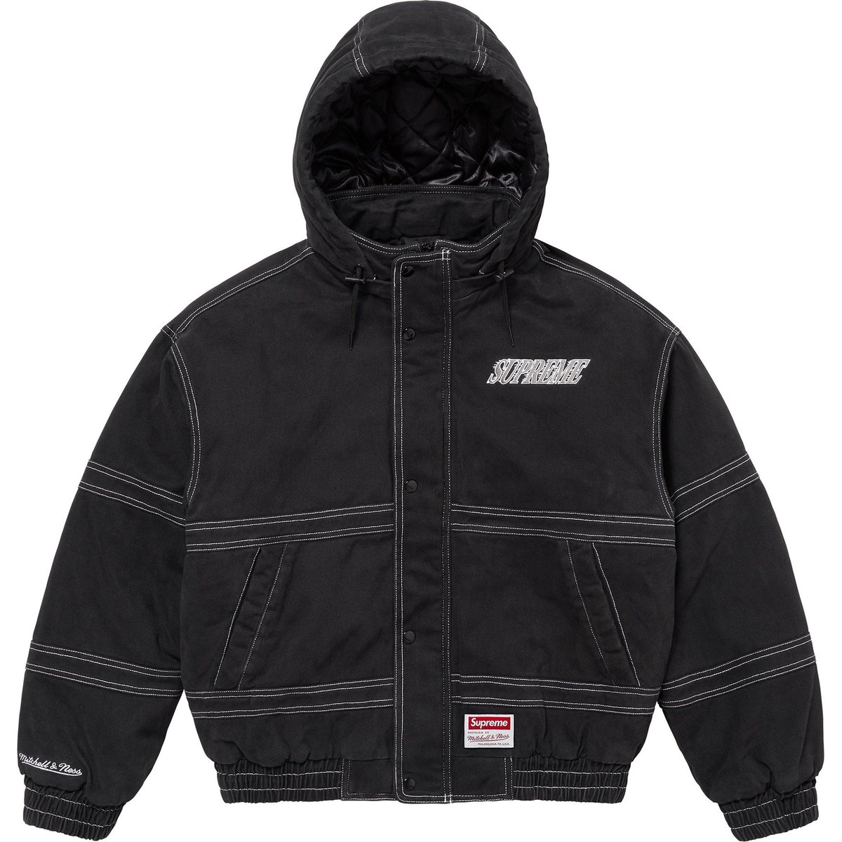 Details on Supreme Mitchell & Ness Twill Stadium Jacket Black from fall winter
                                                    2024