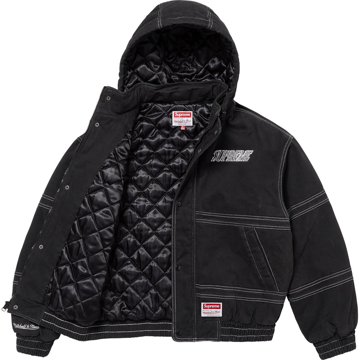 Details on Supreme Mitchell & Ness Twill Stadium Jacket Black from fall winter
                                                    2024