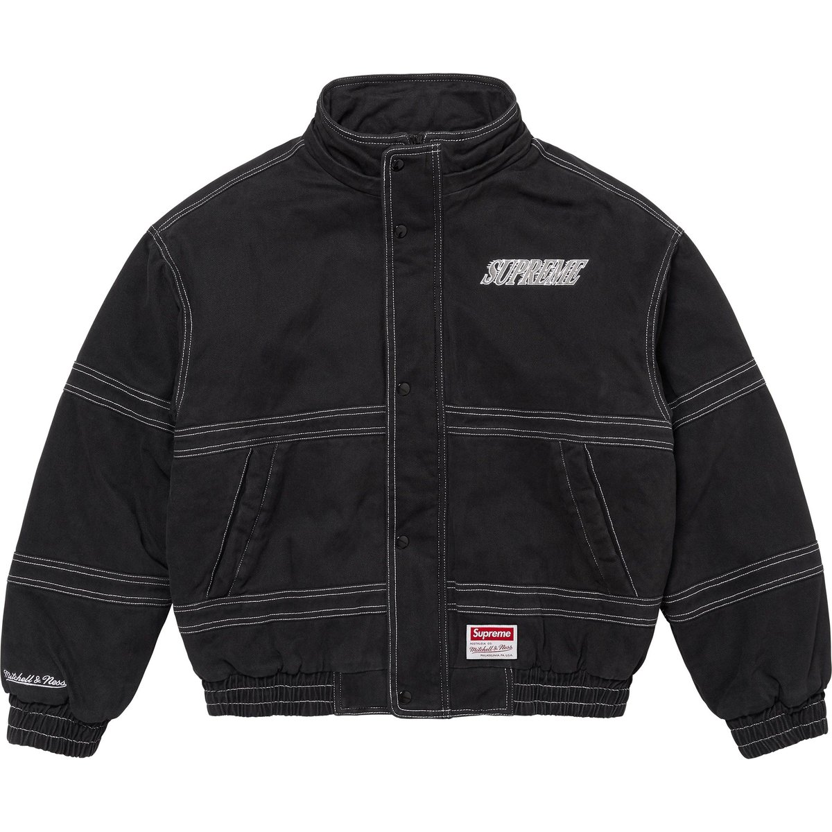 Details on Supreme Mitchell & Ness Twill Stadium Jacket Black from fall winter
                                                    2024