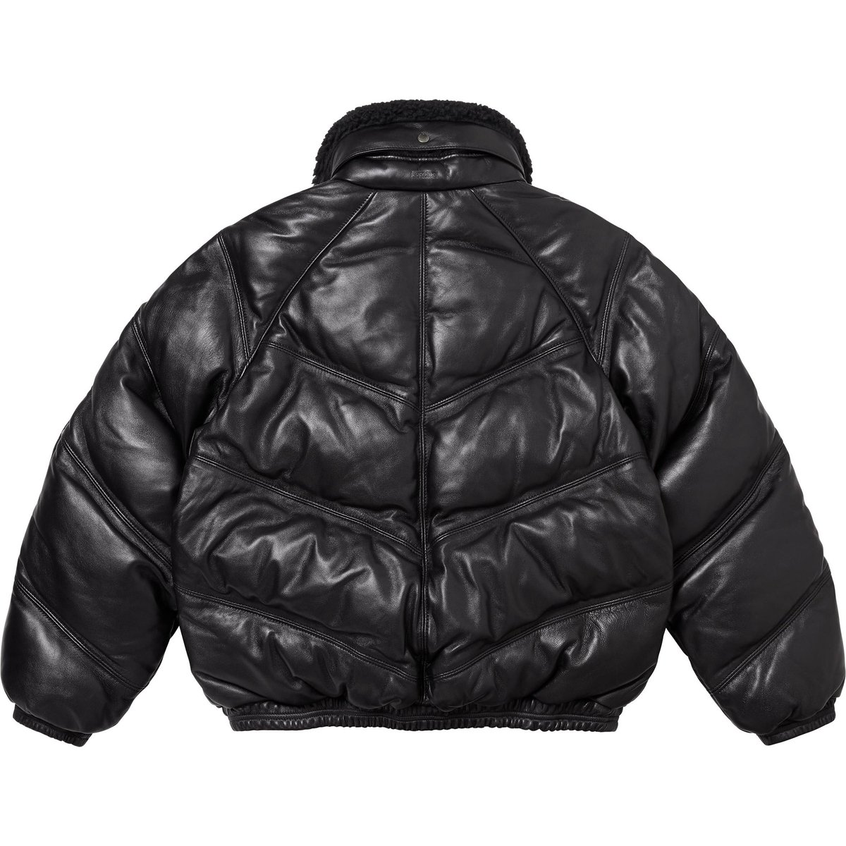 Details on Supreme Schott Chevron Leather Down Puffer Jacket Black from fall winter
                                                    2024