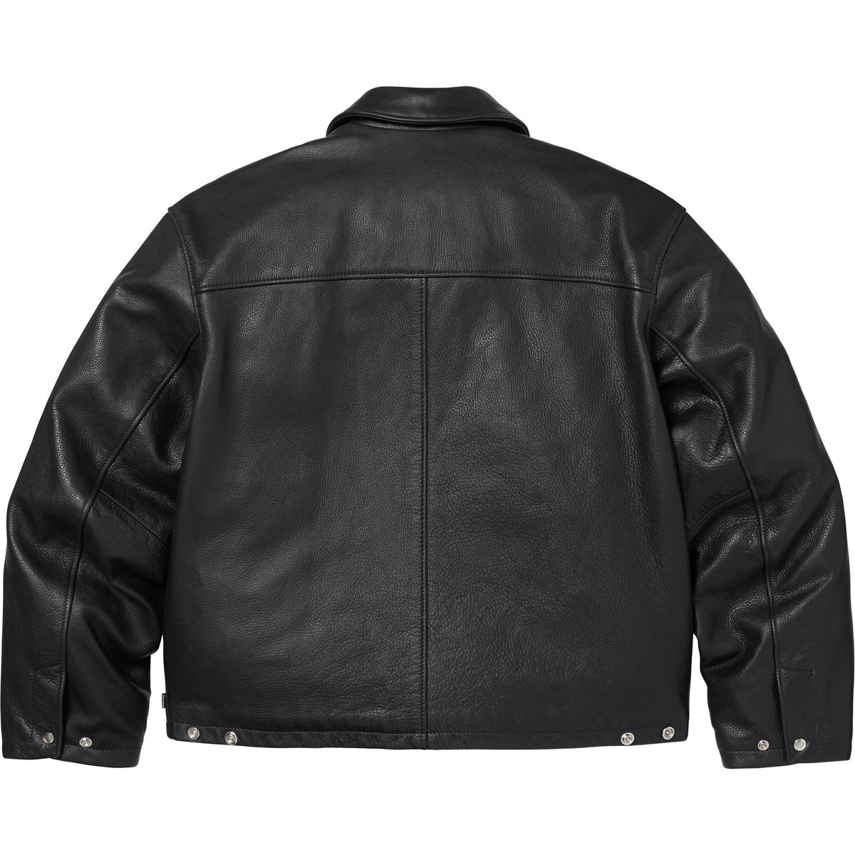 Details on Supreme Schott Leather Racer Jacket Black from fall winter
                                                    2024 (Price is $898)