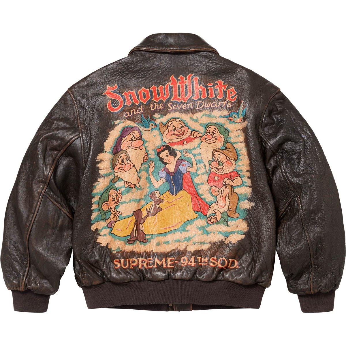 Details on Supreme Schott Snow White Hand-Painted Leather A2 Jacket Brown from fall winter
                                                    2024 (Price is $3998)