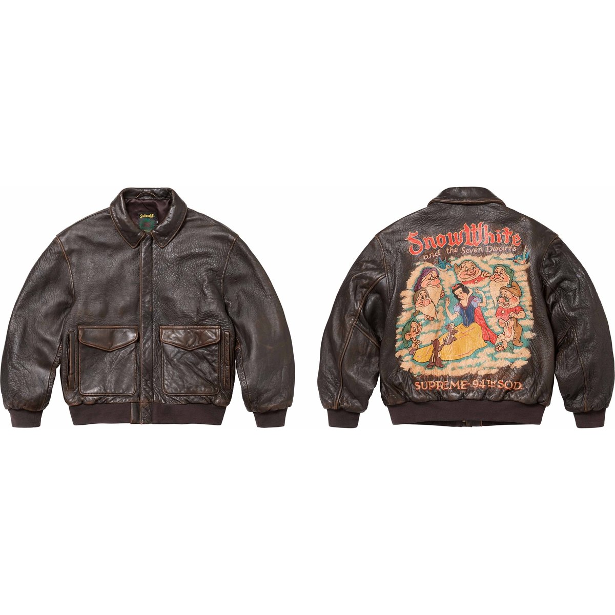 Supreme Supreme Schott Snow White Hand-Painted Leather A2 Jacket for fall winter 24 season