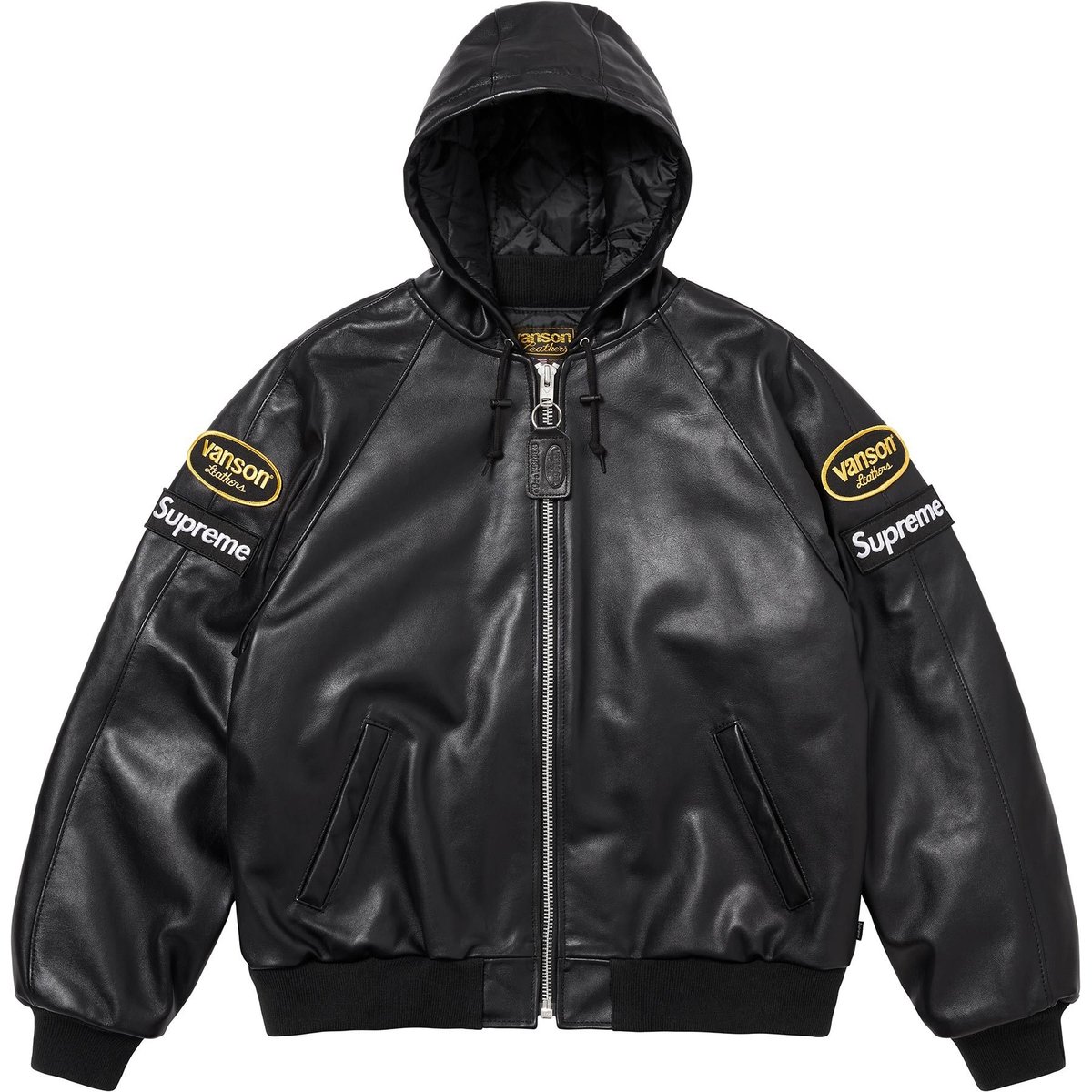 Details on Supreme Vanson Leathers Hooded Work Jacket Black from fall winter
                                                    2024